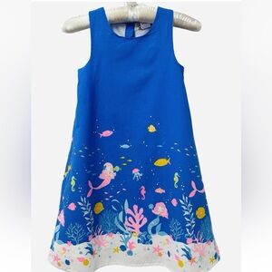 TOMMY BAHAMA GIRLS BLUE SLEEVELESS MERMAID UNDER THE SEA DRESS FULLY LINED SZ 7